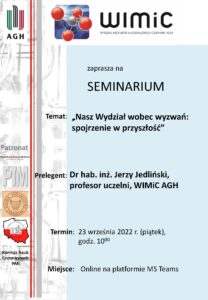Read more about the article Seminarium WIMiC – Dr hab. inż. Jerzy Jedliński, profesor uczelni